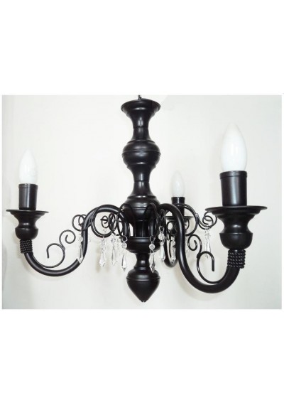 Lustre em ferro Chamon 3 lâmpadas preto classico